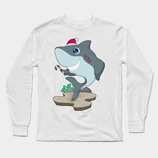 Shark Christmas Candy cane Long Sleeve T-Shirt